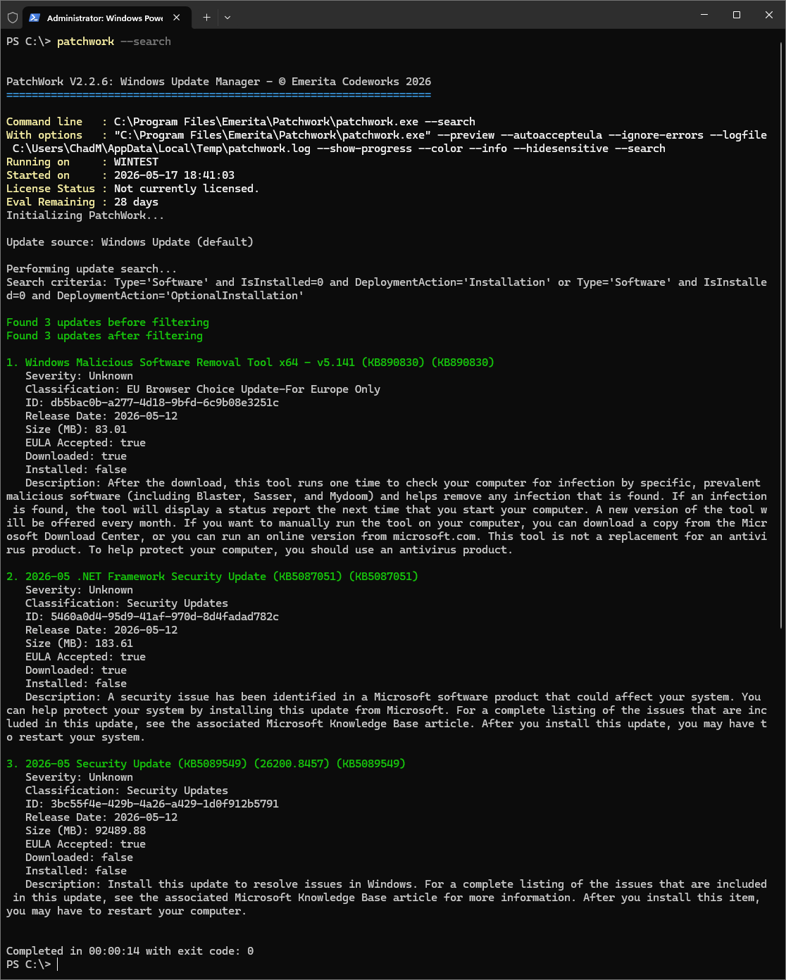 PatchWork Search screenshot